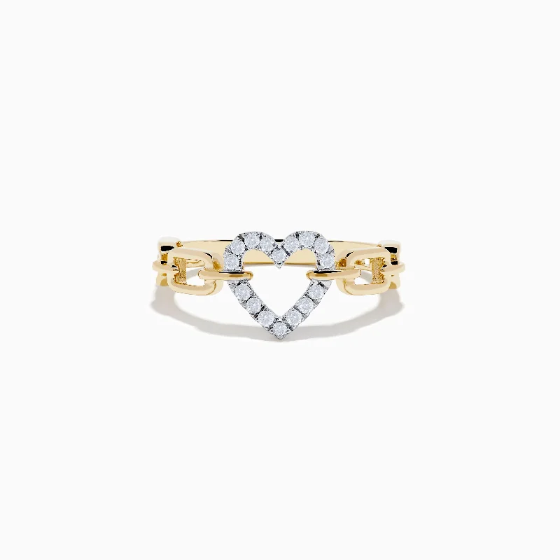 Wedding rings with gemstones and engravings-Novelty 14K Two Tone Gold Diamond Heart Ring