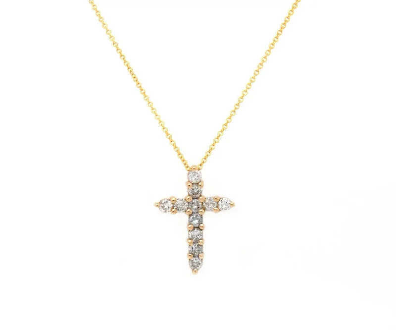 Moon Necklaces -0.60ctw Diamond Cross Pendant Necklace 14K Yellow Gold