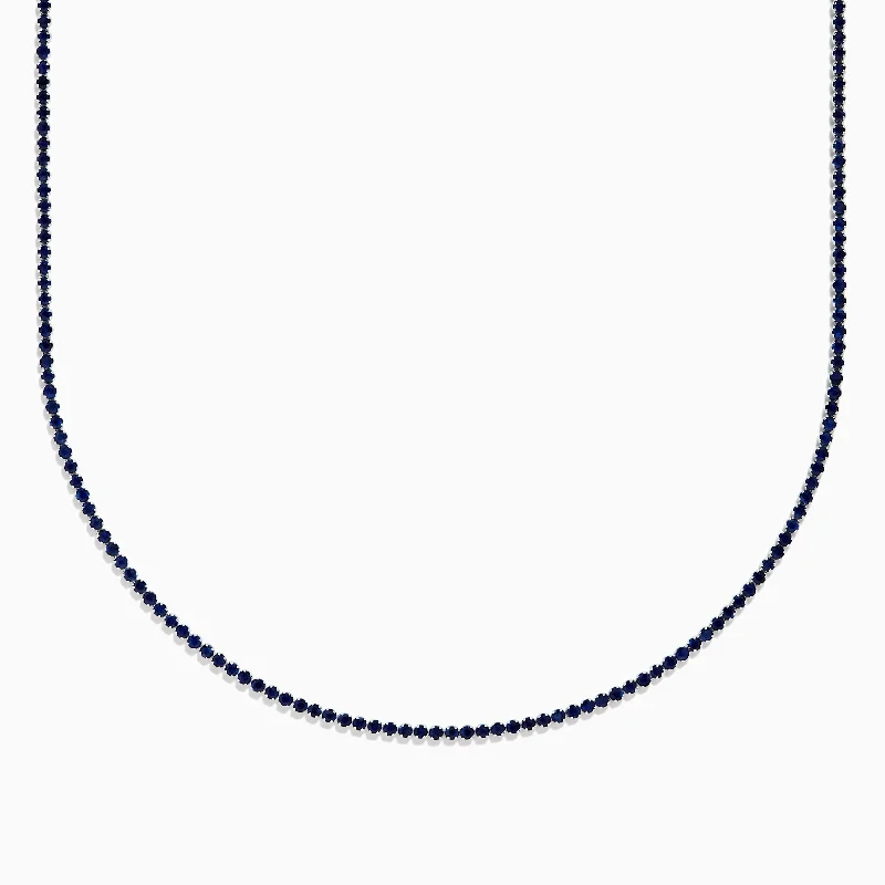 Statement Necklaces -Royal Bleu 14K White Gold Blue Sapphire Necklace