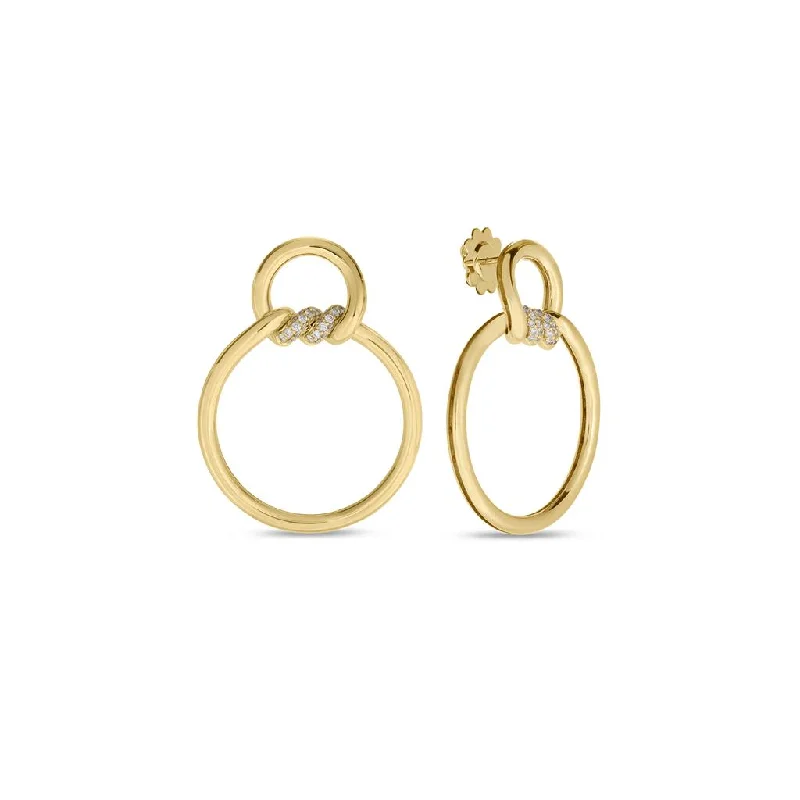 Silver Earrings For Party-Roberto Coin 18k Yellow Gold Cialoma Diamond Earrings