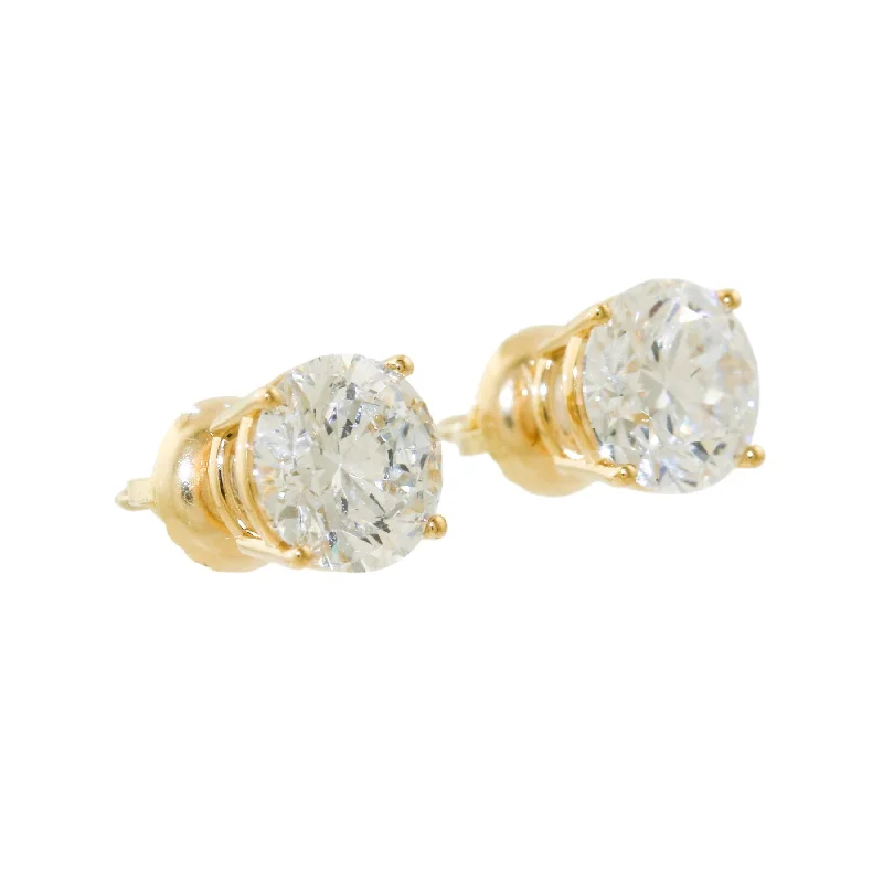 Silver Earrings For Wedding-14k Gold x 7mm Round-Cut 2.17 ct Lab Diamond Screwback Studs