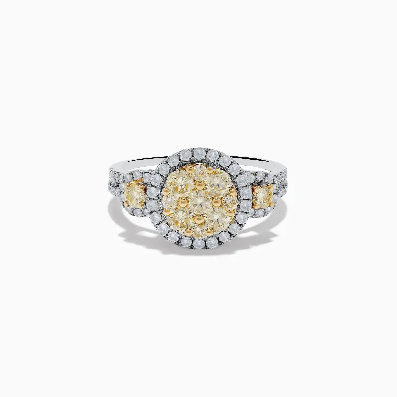 Antique rings for women-Canare 14K Two Tone White and Yellow Diamond Ring