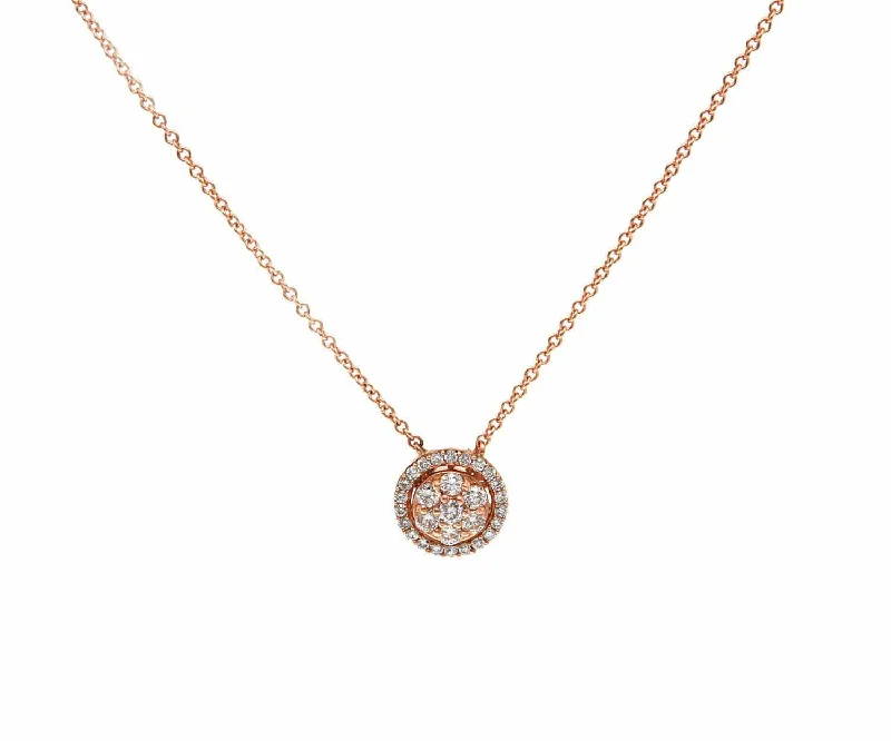 Custom Initial Necklaces -New 0.40ctw Pave Diamond Circle Halo Pendant Necklace in 14K