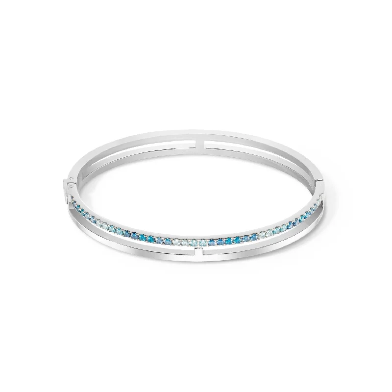 Big Bangles For Women-Coeur De Lion Eternal Unity Silver Blue Bangle