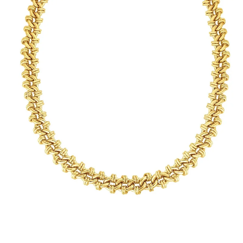 Ethnic Necklaces -14kt Gold 18" Yellow Finish Shiny Oval Fancy Necklace with Lobster Clasp AUNCK2709-18