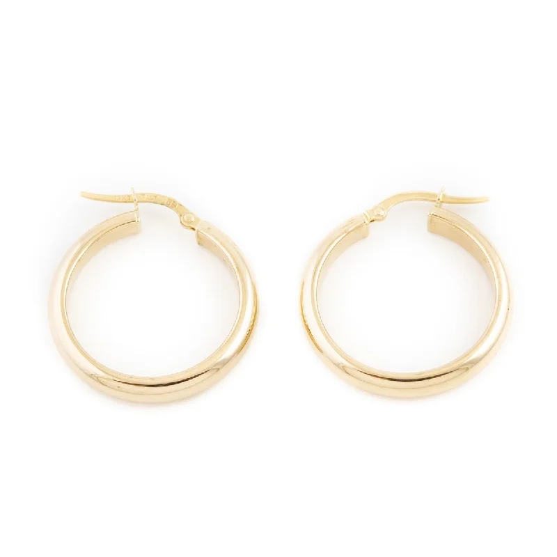 Bridesmaid Earrings-Medium Halfpipe Gold Hoops