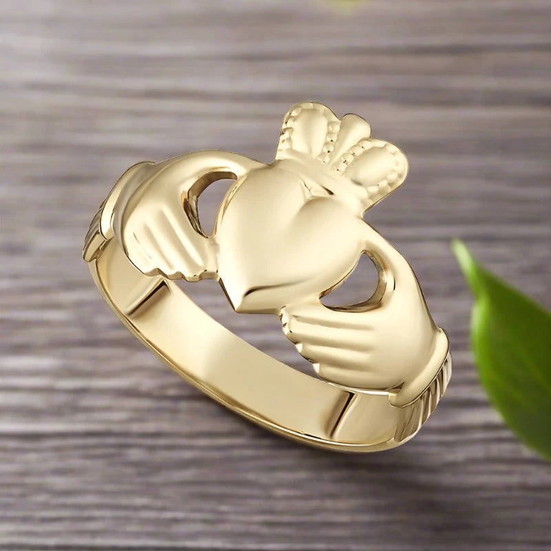 Gold wedding rings with diamonds-10K Gold Ladies Claddagh Ring