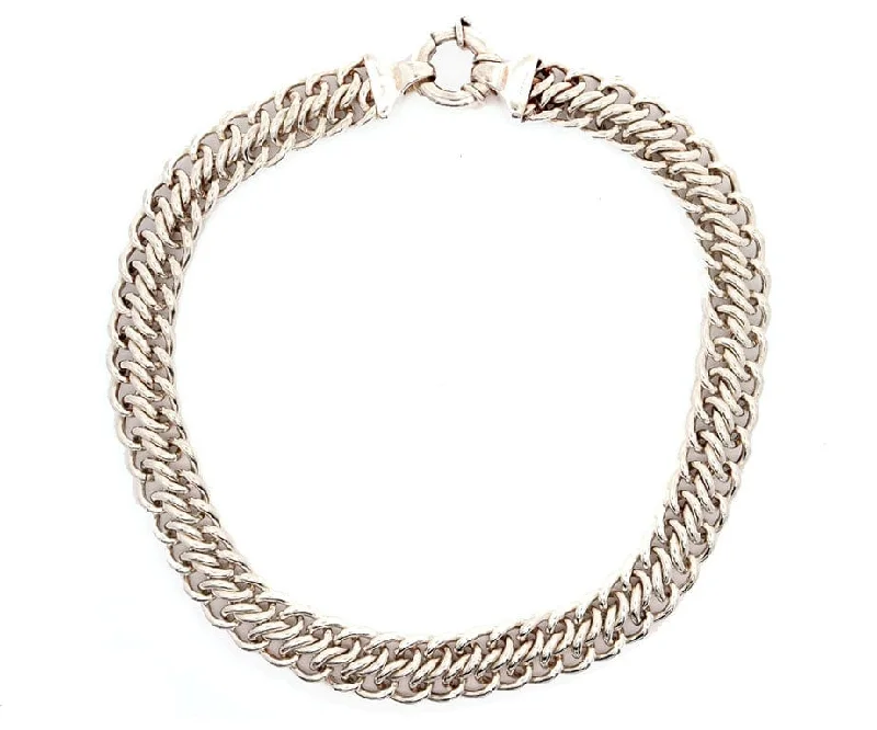 Solid Gold Necklaces -Vintage Tiffany & Co. Polished Double Loop Link Necklace in Sterling W/Box