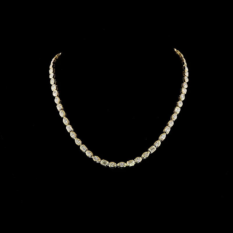 Friendship Necklaces -14K Yellow Gold Lab Grown Diamond Tennis Necklace 15.72ctw NK-94