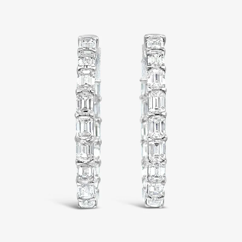 Turquoise Earrings-Emerald Cut 3.40CT Eternity 1" Hoop Earrings