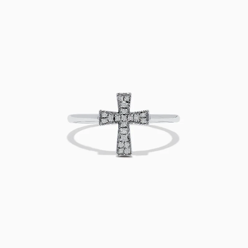 Custom engagement rings for special occasions-925 Sterling Silver Diamond Cross Ring