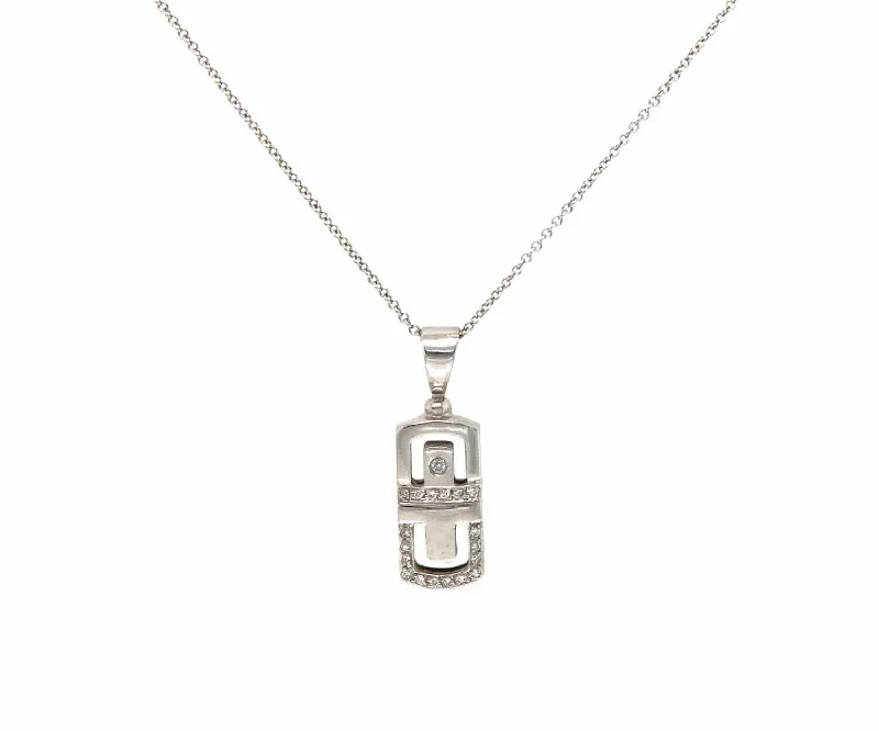 Precious Stone Necklaces -0.35ctw Diamond Roman Parentesi Style Pendant Necklace in 18K