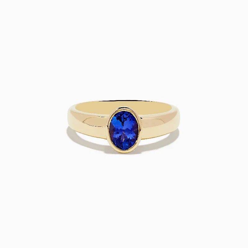 Stylish rings for women-Nahla Siri 14K Yellow Gold Tanzanite Ring