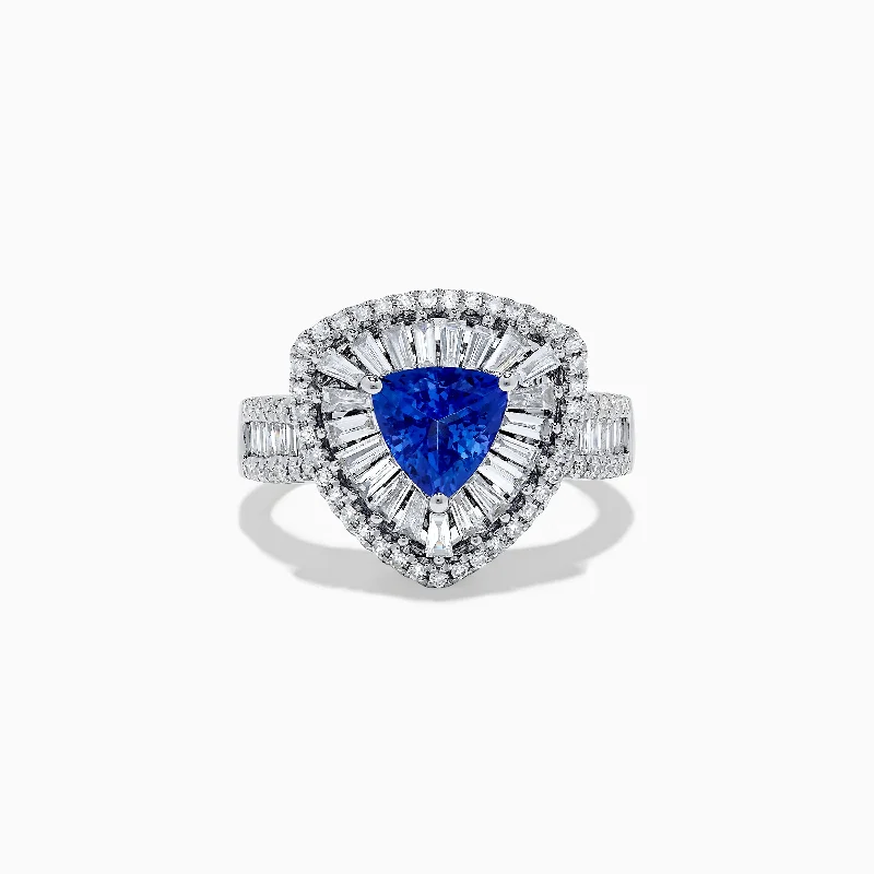 Adjustable rings-14K White Gold Tanzanite and Diamond Ring