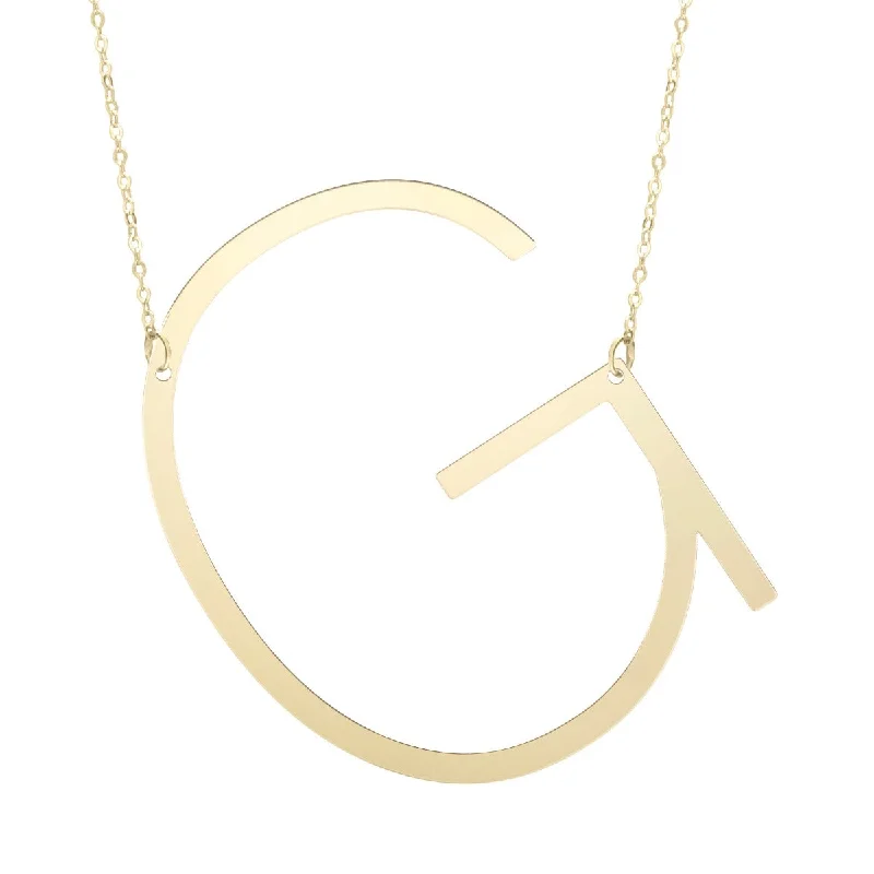 Feather Necklaces -14k Yellow Gold 18" Polished Initial G Necklace with Lobster Clasp RCG10908-18