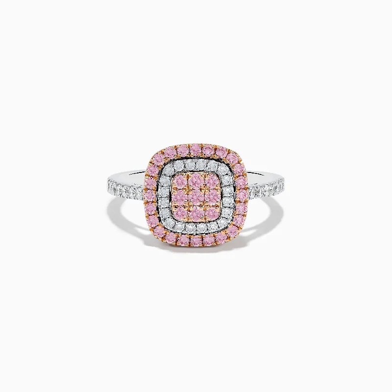 Custom promise rings for her-14K Two-Tone Pink and White Diamond Ring