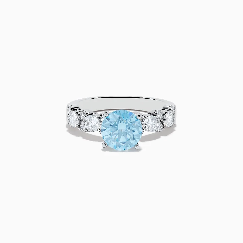 Personalized engagement rings for men-Reverie 14K White Gold Lab Grown Blue and White Diamond Ring