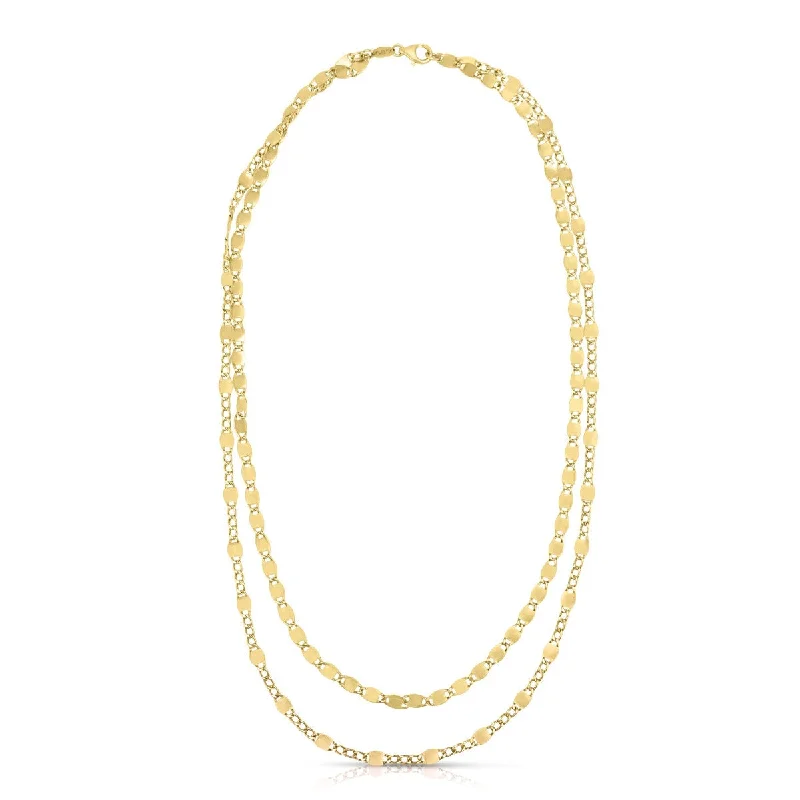 Designer Fashion Necklaces -14kt Yellow Gold 18" 18mm(Drape) & 3.5mm Chain Polished Double Strand including 2" Extender Necklace with Lobster Clasp RC10946-18