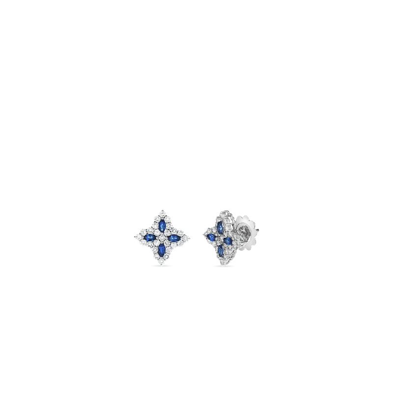 Geometric Earrings For Gift-Roberto Coin 18k White Gold Diamond & Sapphire Earrings