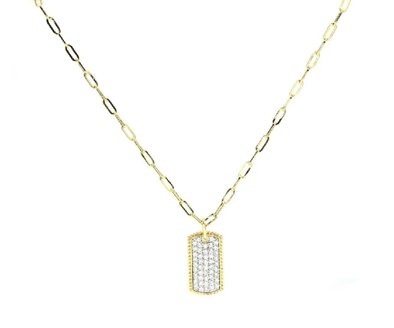 Moonstone Necklaces -New Gabriel & Co. 0.69ctw Diamond Pave Dog Tag Hollow Chain Necklace in 14K