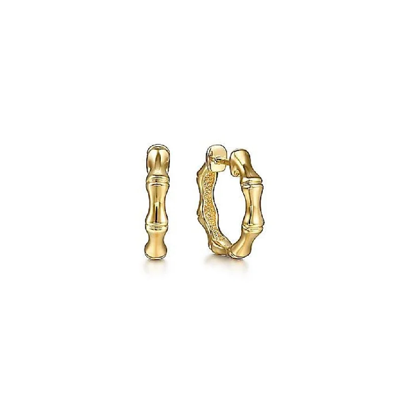 Rose Gold Earrings For Women-Gabriel & Co. 14k Yellow Gold Bamboo Style Hoop Earrings