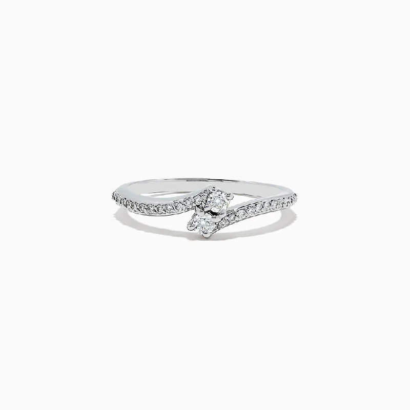 Elegant promise rings for men-14k White Gold Diamond ring, 0.24 TCW