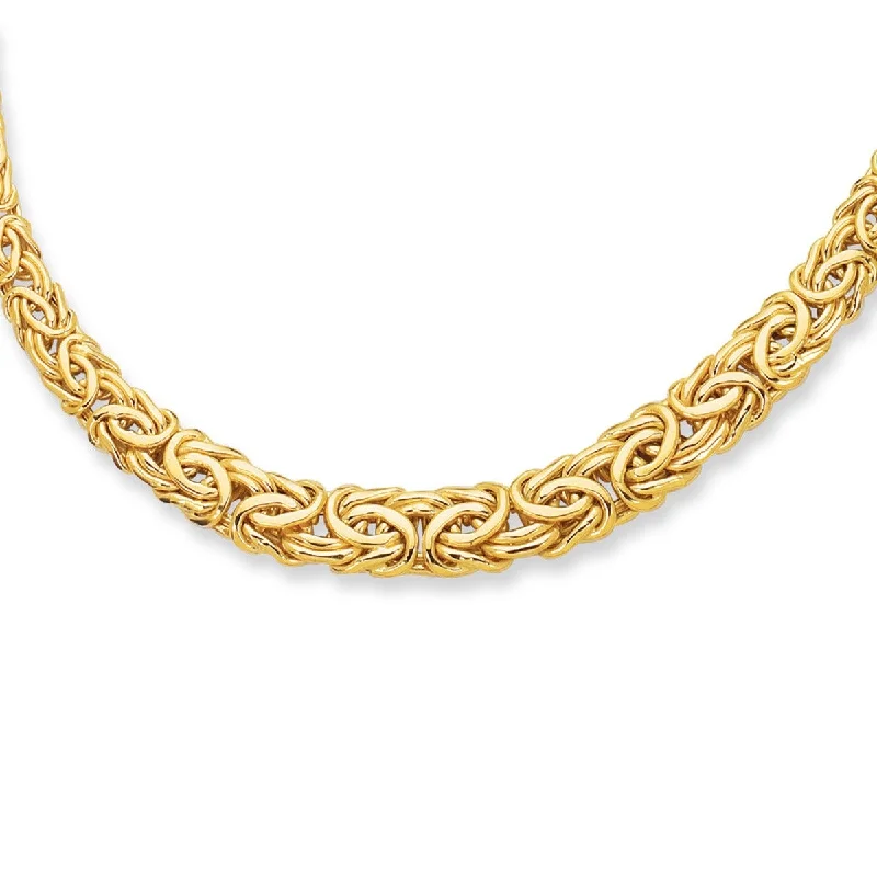 Two-Piece Pendant Necklaces -14kt 17" Yellow Gold 6.0-Graduated Byzantine Fancy Necklace with Lobster Clasp N121-17