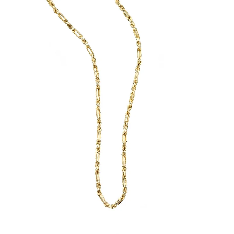 Crystal Heart Necklaces -14K Yellow Gold 24" 4.3mm Figarope Necklace with Lobster Clasp FGRP090-24