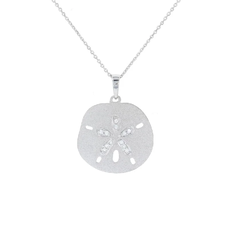 Custom Letter Pendant Necklaces -White Sapphire Sand Dollar Necklace