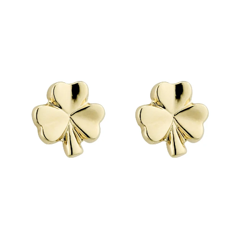 Sparkling Earrings-Gold Plated Shamrock Earrings