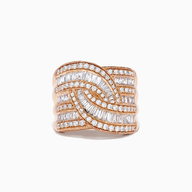 Classic wedding rings-14K Rose Gold Diamond Crossover Ring