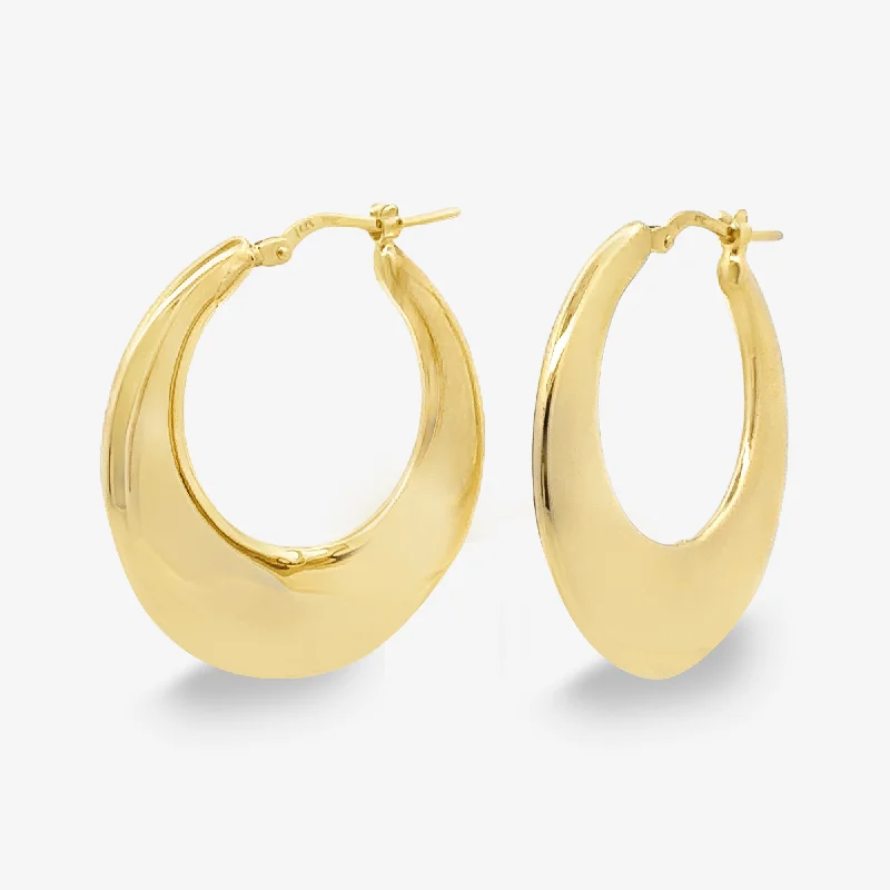 Drop Earrings With Gold-2mm Graduated Flat 1.25" Hoop Earrings