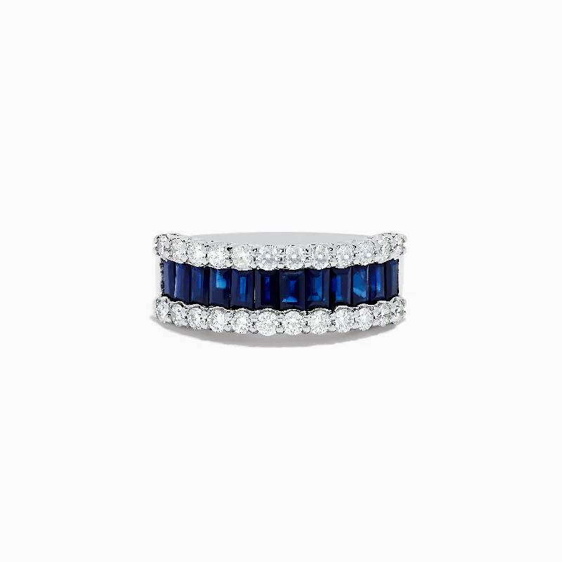 Rings with custom engravings-Royale Bleu 14K White Gold Blue Sapphire and Diamond Ring