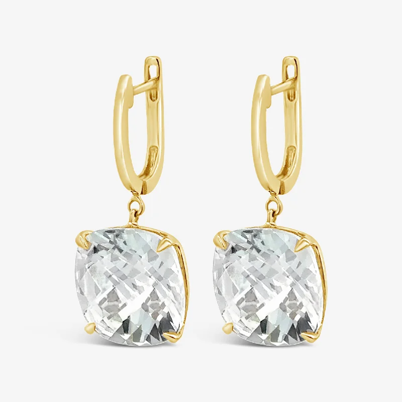 Unique Earrings For Wedding-White Topaz Briolette Collection Earrings