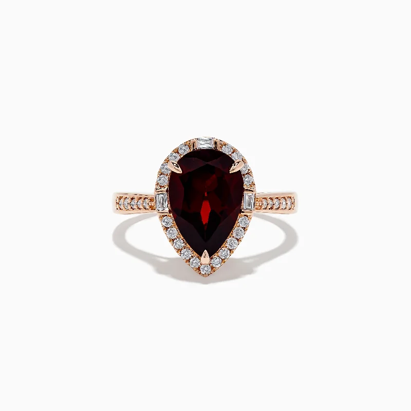 Matching engagement rings-14K Rose Gold Garnet and Diamond Ring