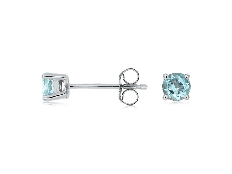 Fashionable Stud Earrings-14k White Gold Aquamarine Stud Earrings WE3873Q-AQ