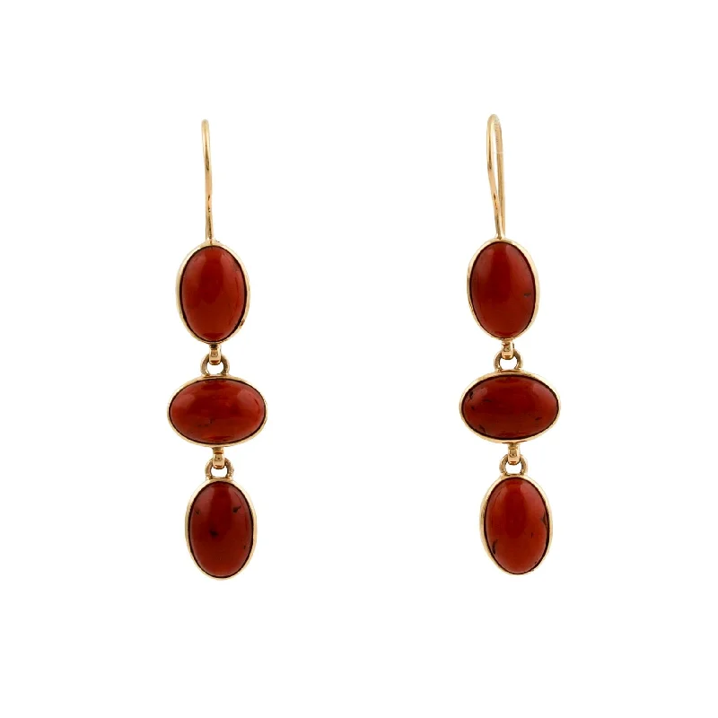 Handcrafted Dangle Earrings-14K Coral Drop Earrings