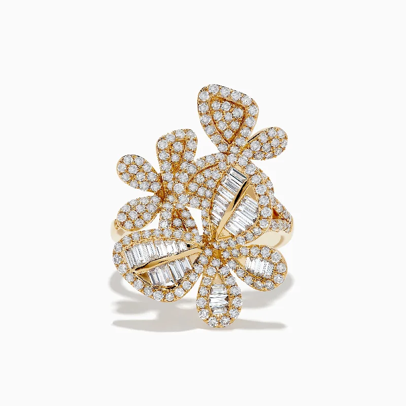 Designer engagement rings-14K Yellow Gold Butterfly Diamond Ring