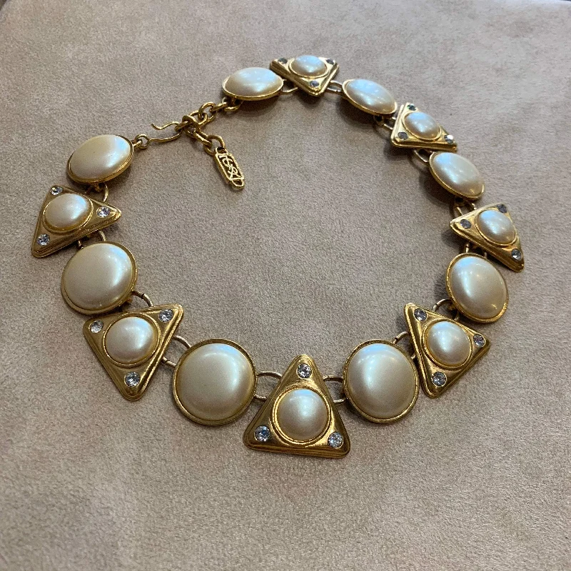 Beach Necklaces -Vintage Yves Saint Laurent Pearl Necklace