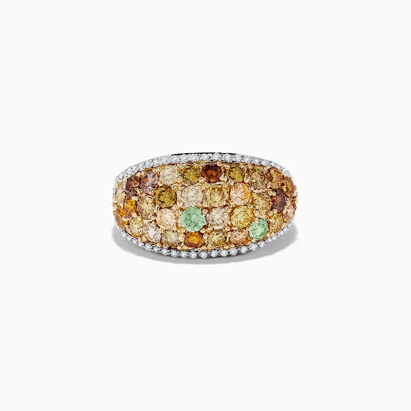 Vintage diamond rings-14K Two-Tone Gold Multi Color Diamond Ring