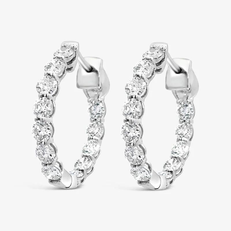 Gold Stud Earrings-Round 1" Eternity 3.80CT Hoop Earrings