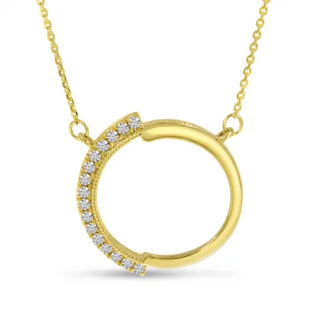 Classic Silver Necklaces -14K YG DIAM CIRCLE NECKLACE 0.