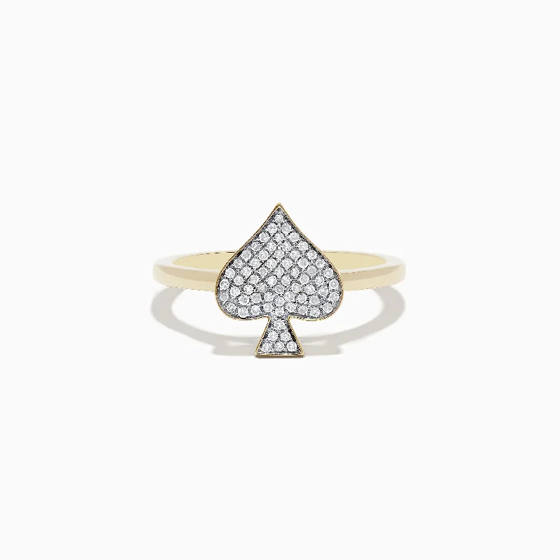 Classic wedding rings-Casino 14K Yellow Gold Diamond Spade Suit Ring