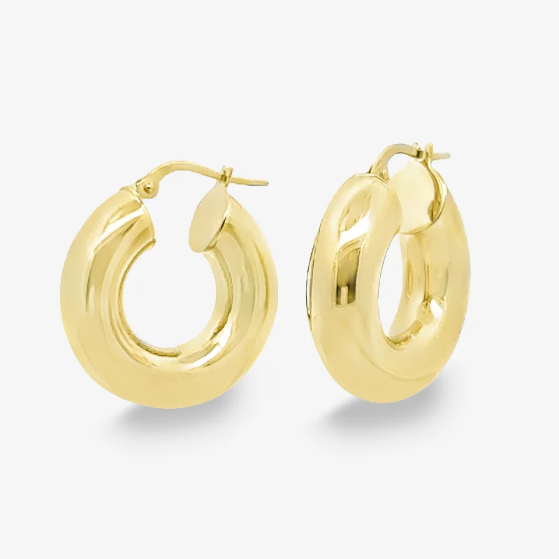 Elegant Earrings With Pearls-Classic 7mm Round 1" Gold Hoop Earrings