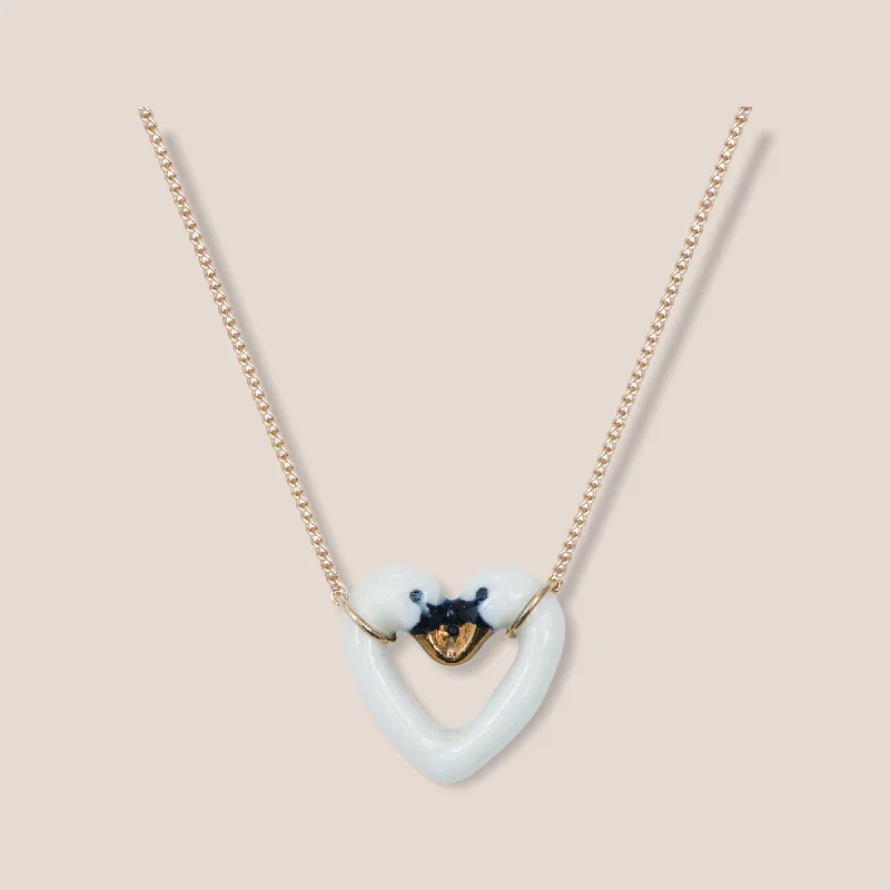 Unique Gift Necklaces -Swan Heart Pendant Necklace White by And Mary