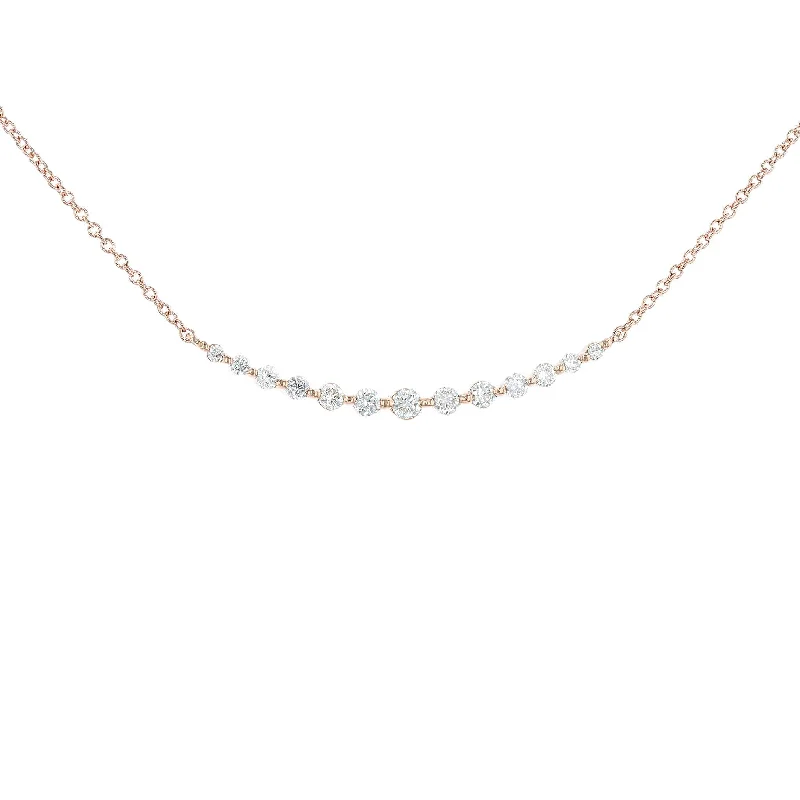 Geometric Gold Necklaces -Rose Gold Diamond Smile Necklace