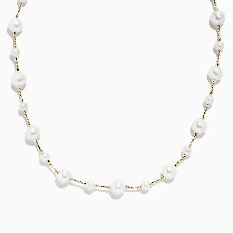 Gold Birthstone Necklaces -14K Yellow Gold Pearl Necklace