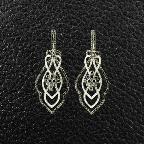 Multi-Color Earrings Set-Black & White Diamond Dangle Earrings