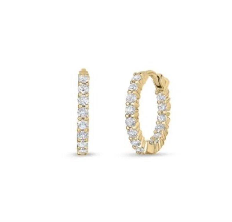 Classic Dangle Earrings-Roberto Coin 18k Yellow Gold Perfect Diamond Hoop Earrings - .75cttw