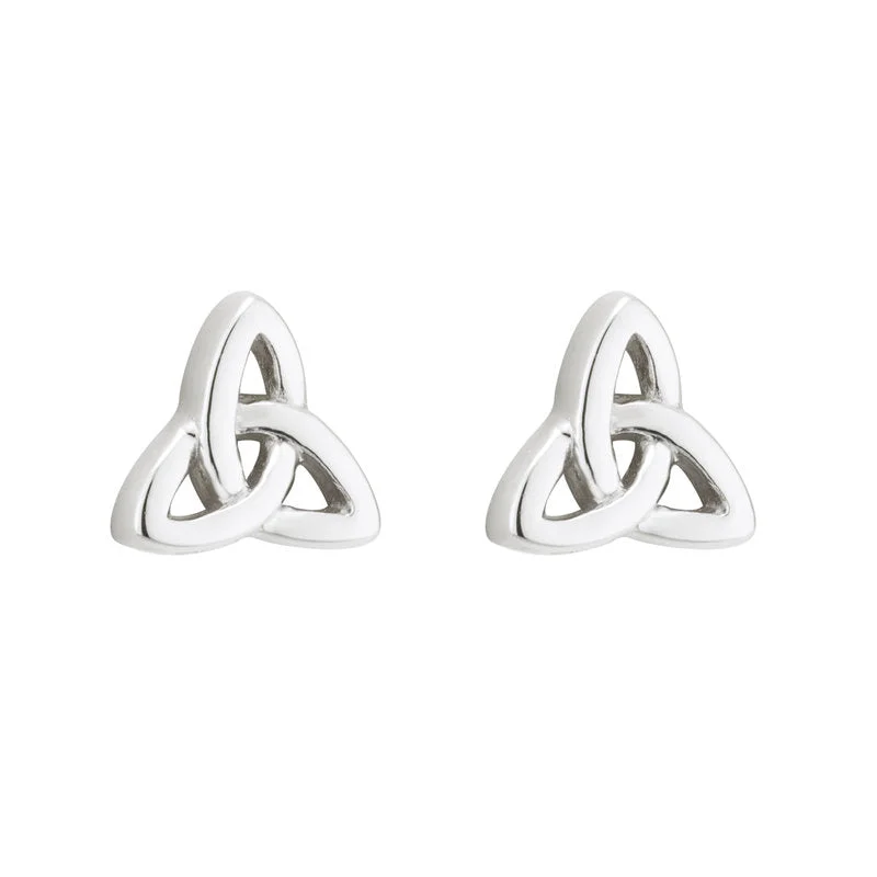 Heart Earrings-Sterling Silver Trinity Knot Stud Earrings